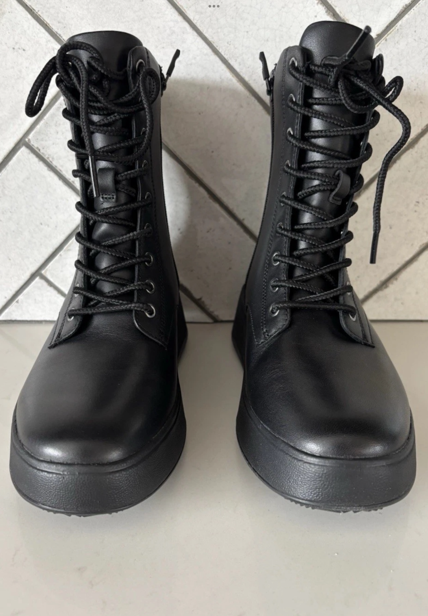 Fitflop Lace Up Flatform Black Ankle Uk6 1/2 Leather Boots New In Box RRP£170