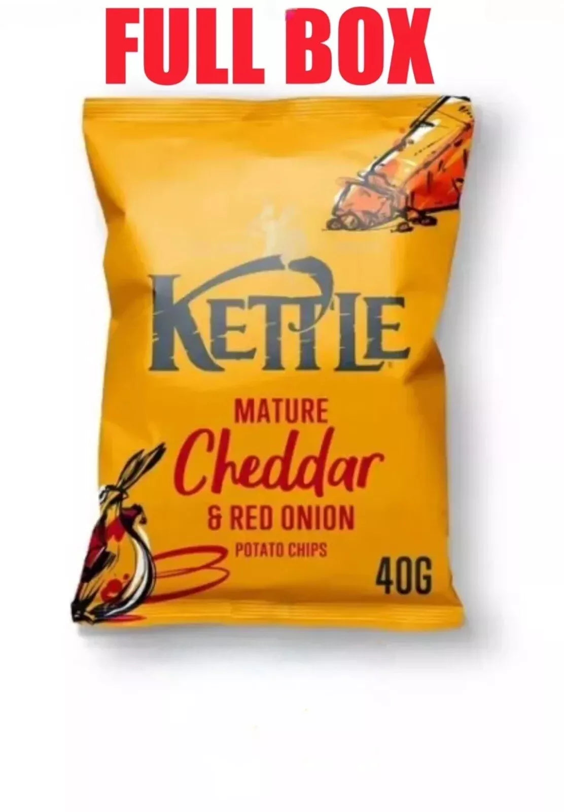 Kettle Chips Mature Cheddar & Red Onion Crisps 18x40g GLUTEN FREE