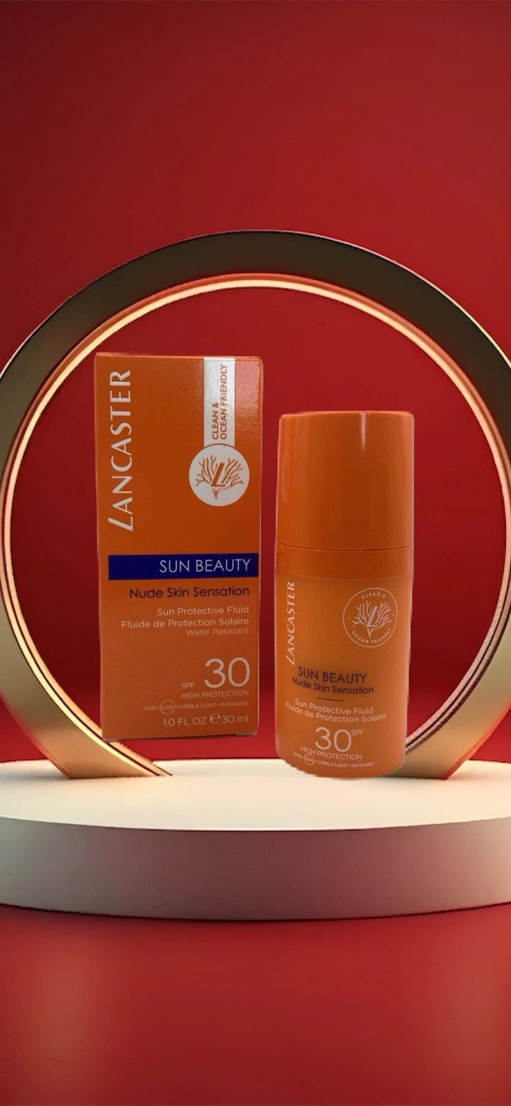LANCASTER Sun Beauty Nude Skin Sensation SPF30 Invisible Face Fluid 30ml RRP £24