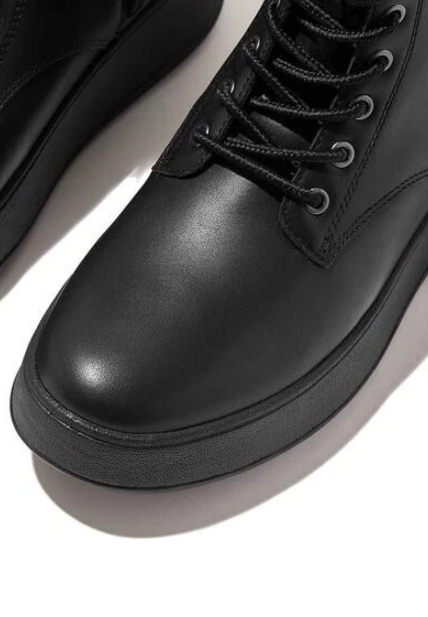 Fitflop Lace Up Flatform Black Ankle Uk6 1/2 Leather Boots New In Box RRP£170