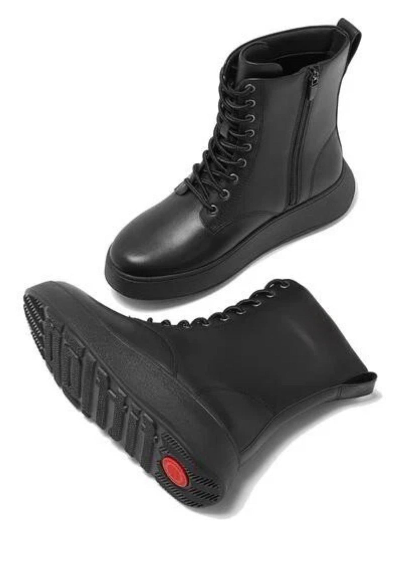 Fitflop Lace Up Flatform Black Ankle Uk6 1/2 Leather Boots New In Box RRP£170