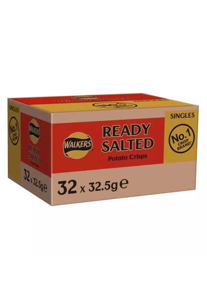 Walkers Ready Salted Crisps Box of 32 x 32.5g  Best Before 9/25