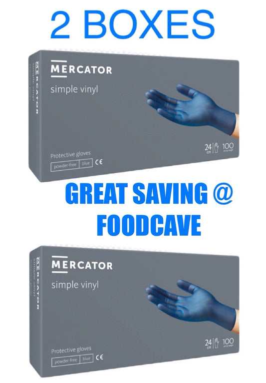 Mercator simply Vinyl Protective Blue Gloves Powder Free 2 Boxes Size Small